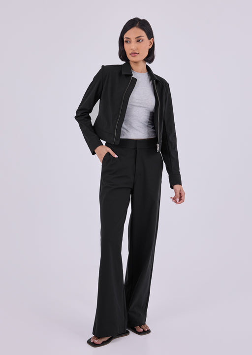 Women's Jacket & Wide Leg Pants Set Black