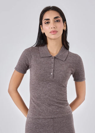 LC Women's Polo Top & Pant Taupe Marl