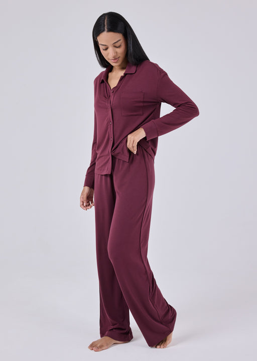 Women's Shirt & Pant Set Dark Burgundy