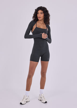 LC Women's Shrug & Onesie Set Dark Grey Marl