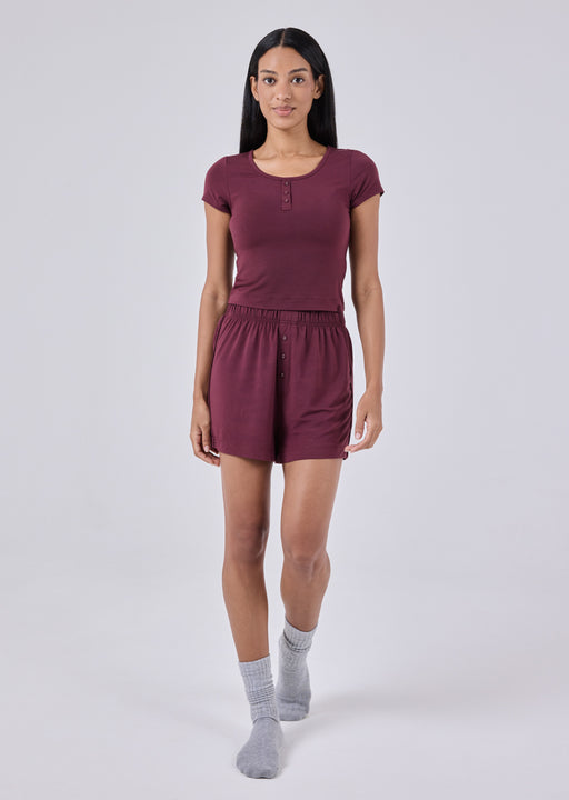 Women's Tee & Short Set Dark Burgundy