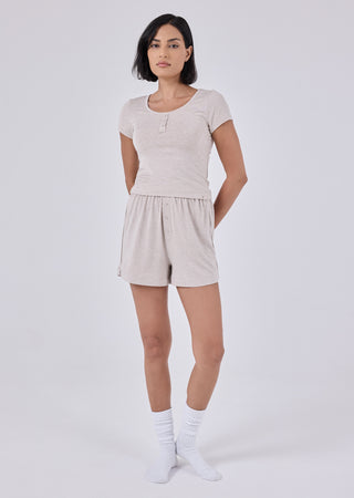 LC Women's Tee & Short Set Oatmeal Heather