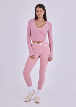 LC Wrap Tops Women's Wrap Top Dusty Pink