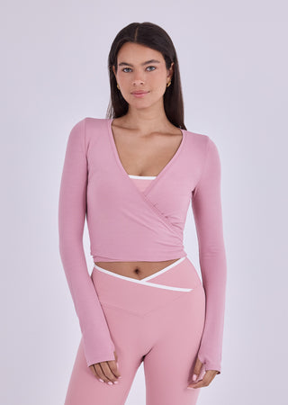 LC Wrap Tops Women's Wrap Top Dusty Pink