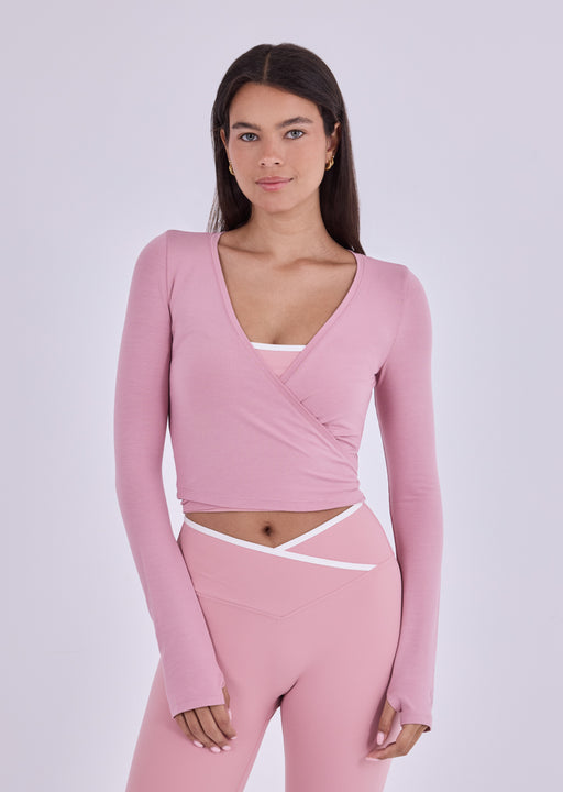 Women's Wrap Top Dusty Pink