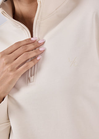 LC Zip top Unisex Oversized 1/2 Zip Sweater Ecru