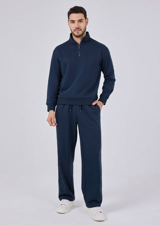 LC Zip top Unisex Oversized 1/2 Zip Sweater Navy Pewter