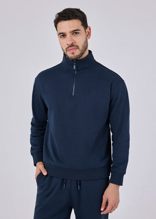 LC Zip top Unisex Oversized 1/2 Zip Sweater Navy Pewter