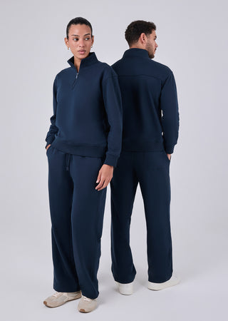 LC Zip top Unisex Oversized 1/2 Zip Sweater Navy Pewter