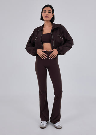 LC Zip top Womens Ripstop Zip Through Jacket Dark Cocoa