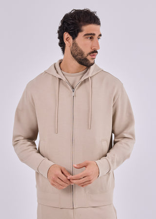 LC Zip Up Men's All-Around Lounge Zip Up Hoodie Beige