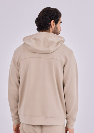 LC Zip Up Men's All-Around Lounge Zip Up Hoodie Beige