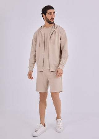 LC Zip Up Men's All-Around Lounge Zip Up Hoodie Beige