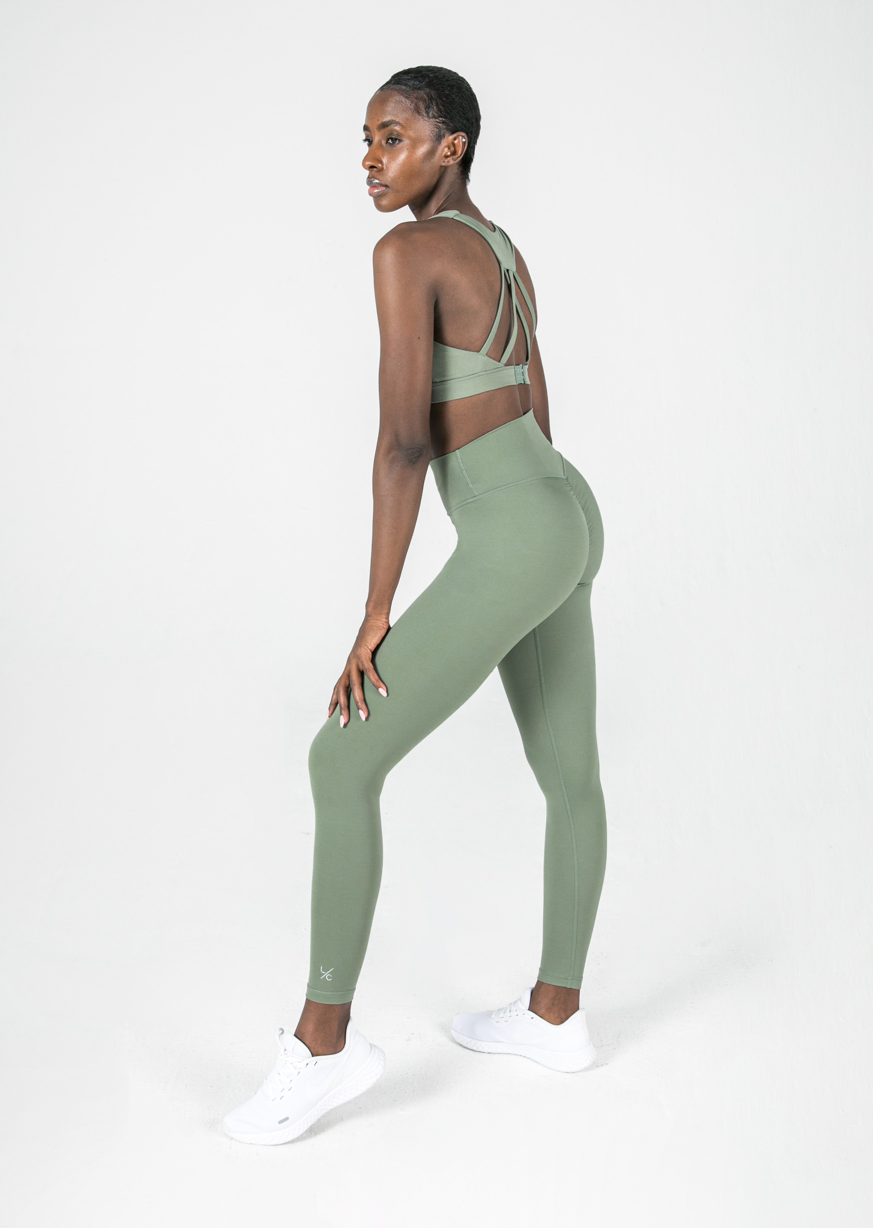 Empower Scrunch Collection: Khaki Scrunch Bum Gym Shorts -  Empowerclothingltd